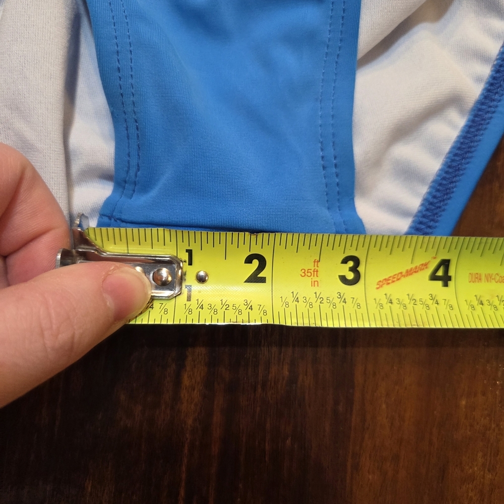 Women's Size 6 Blue One Piece Swimsuit With Lace Up Back - Picture 4 of 7
